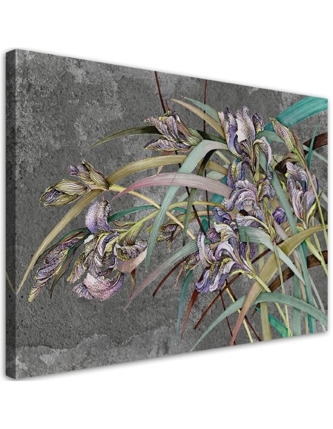 Dekoratives Leinwandbild - Iris Blumen im Wind | Feeby
