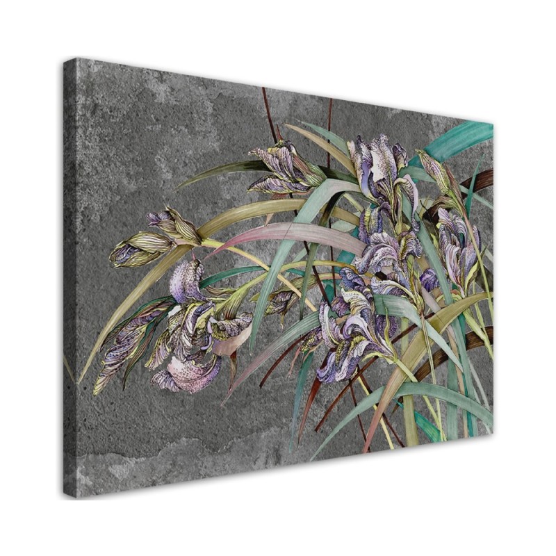 Dekoratives Leinwandbild - Iris Blumen im Wind | Feeby