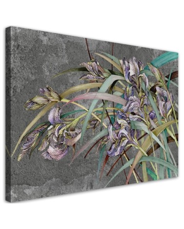 Dekoratives Leinwandbild - Iris Blumen im Wind | Feeby