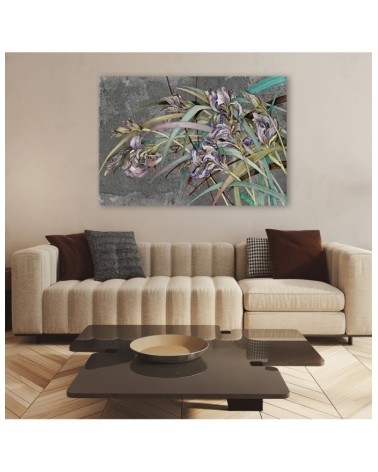 Dekoratives Leinwandbild - Iris Blumen im Wind | Feeby
