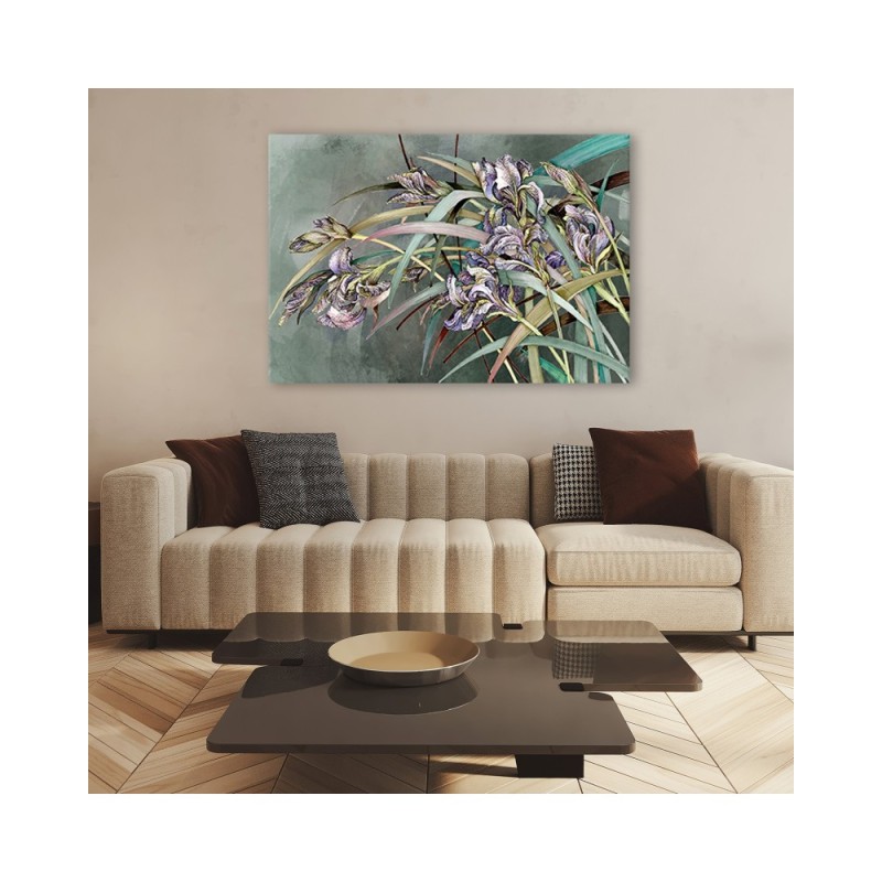 Modernes Wandbild - Iris Blumen im Wind | Feeby
