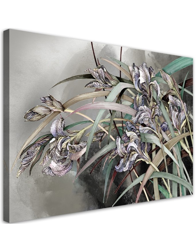 Bild auf Leinwand - Iris Blumen im Wind | Feeby