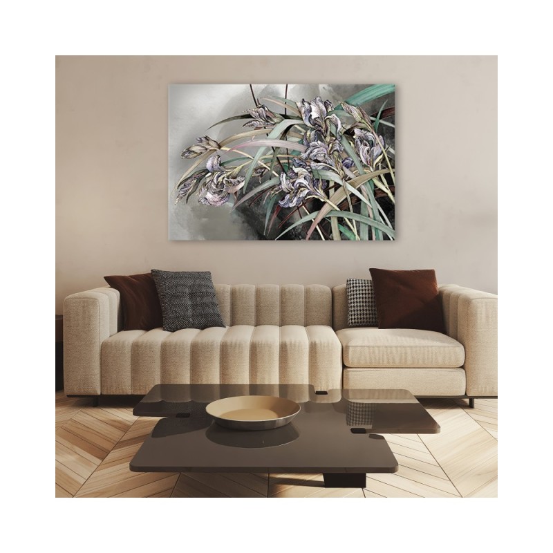 Bild auf Leinwand - Iris Blumen im Wind | Feeby