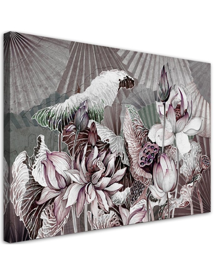 Kwiat lotosu wachlarze - Obraz sypialni canvas | FEEBY