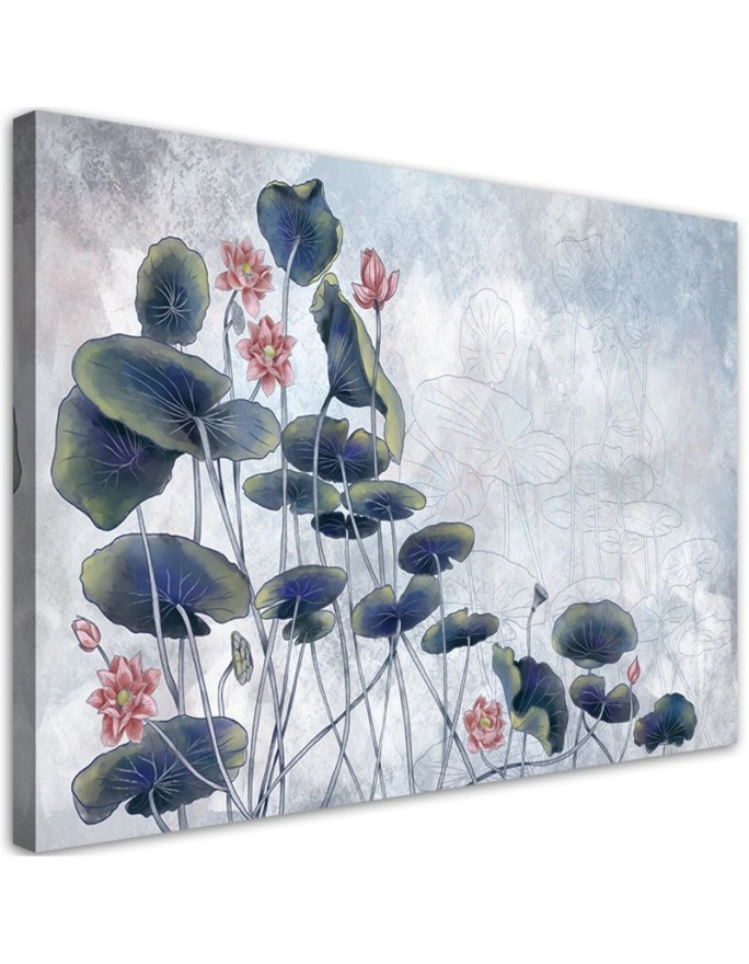 Wandbild für Wohnzimmer - Rote Wasserlilie | Feeby