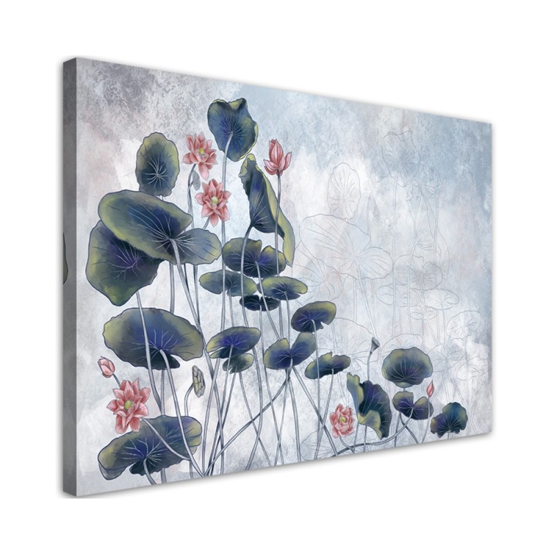 Wandbild für Wohnzimmer - Rote Wasserlilie | Feeby