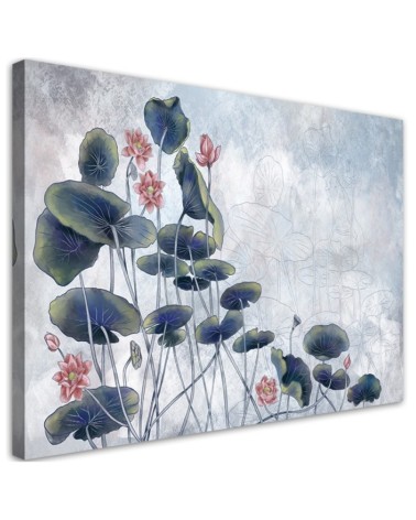 Wandbild für Wohnzimmer - Rote Wasserlilie | Feeby