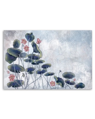 Wandbild für Wohnzimmer - Rote Wasserlilie | Feeby