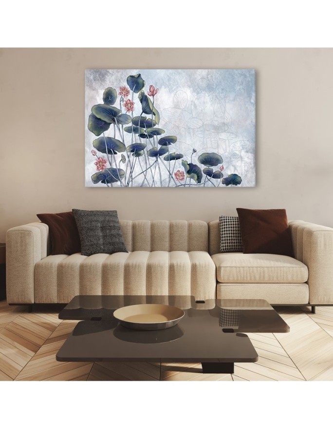 Czerwona lilia wodna - Obraz do sypialni canvas | FEEBY