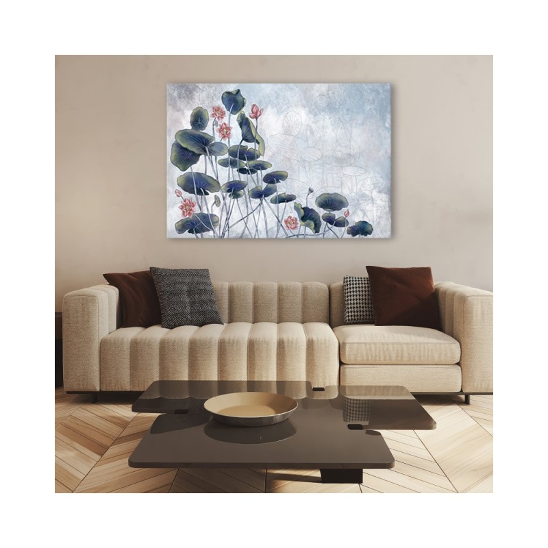 Wandbild für Wohnzimmer - Rote Wasserlilie | Feeby