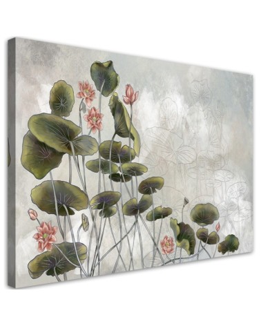 Red water lily - Living room canvas painting | FEEBY