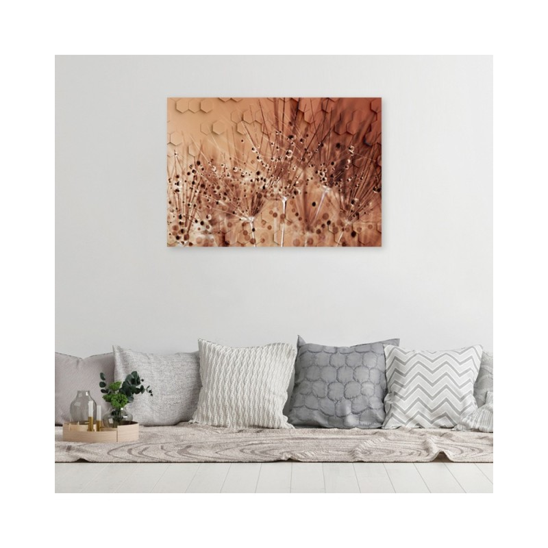 Dekoratives Leinwandbild - Pusteblume in Tau Tropfen | Feeby