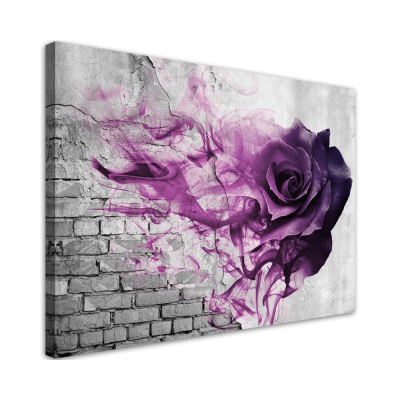 Leinwanddruck - Lila Rose Blumen Ziegeloptik | Feeby