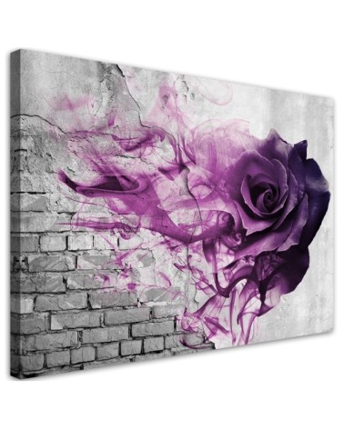 Canvas prints for bedroom - Purple rose against a brick wall | FEEBY