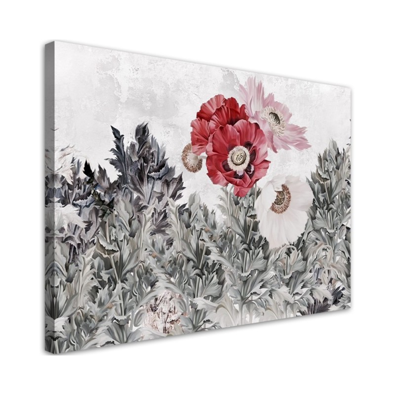 Dekoratives Leinwandbild - Rote Mohnblumen im Garten | Feeby