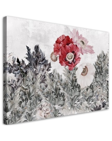 Dekoratives Leinwandbild - Rote Mohnblumen im Garten | Feeby