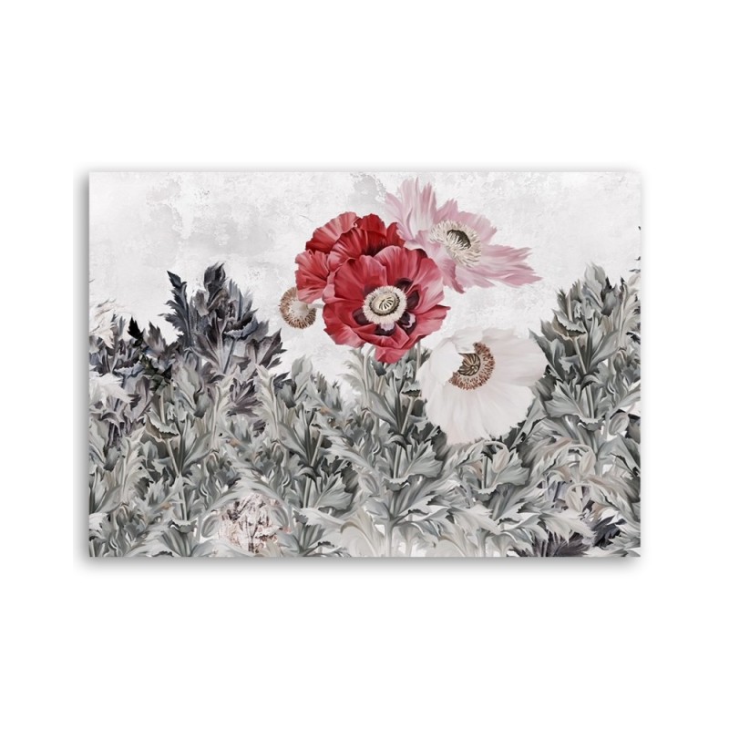 Dekoratives Leinwandbild - Rote Mohnblumen im Garten | Feeby