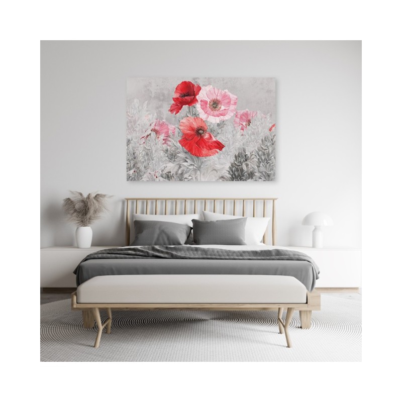 Modernes Wandbild - Rote Mohnblumen auf einer Wiese | Feeby