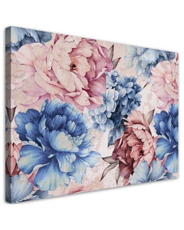 Pastel peony flowers - Living room canvas painting | FEEBY