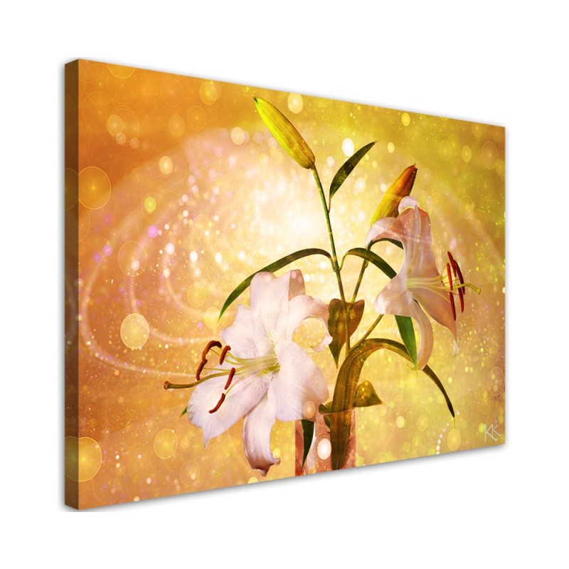 Modernes Wandbild - Lilienblüte auf gelben Hintergrund | Feeby