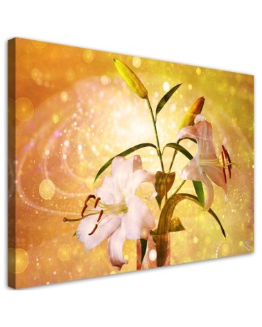 Modernes Wandbild - Lilienblüte auf gelben Hintergrund | Feeby