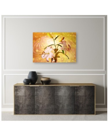 Modernes Wandbild - Lilienblüte auf gelben Hintergrund | Feeby