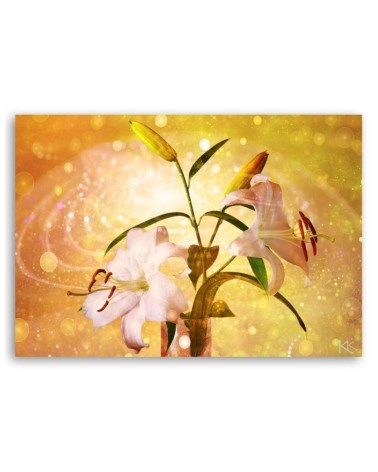 Modernes Wandbild - Lilienblüte auf gelben Hintergrund | Feeby