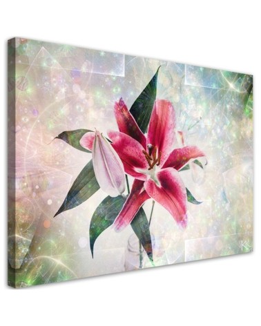 Pink lily - Printed canvas painting for living room | FEEBY