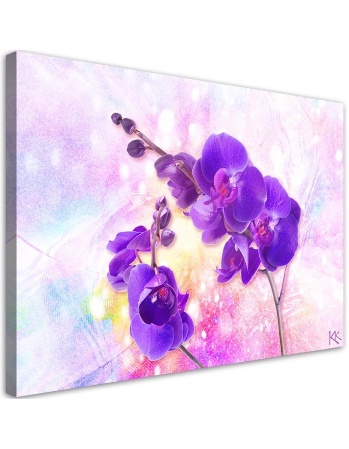 Fioletowy kwiat orchidei - Obraz do salonu | FEEBY