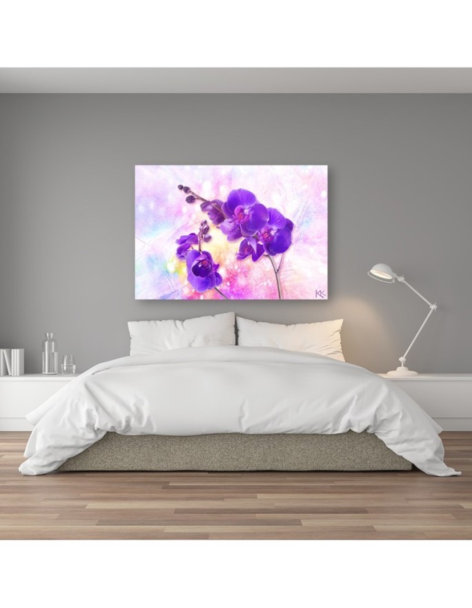 Fioletowy kwiat orchidei - Obraz do salonu | FEEBY