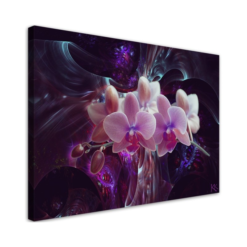 Wandbild für Wohnzimmer - Weiße Orchidee Blumen Pflanzen | Feeby