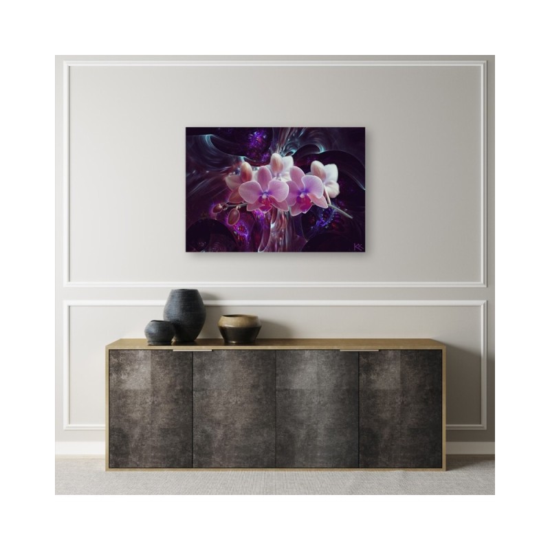 Wandbild für Wohnzimmer - Weiße Orchidee Blumen Pflanzen | Feeby