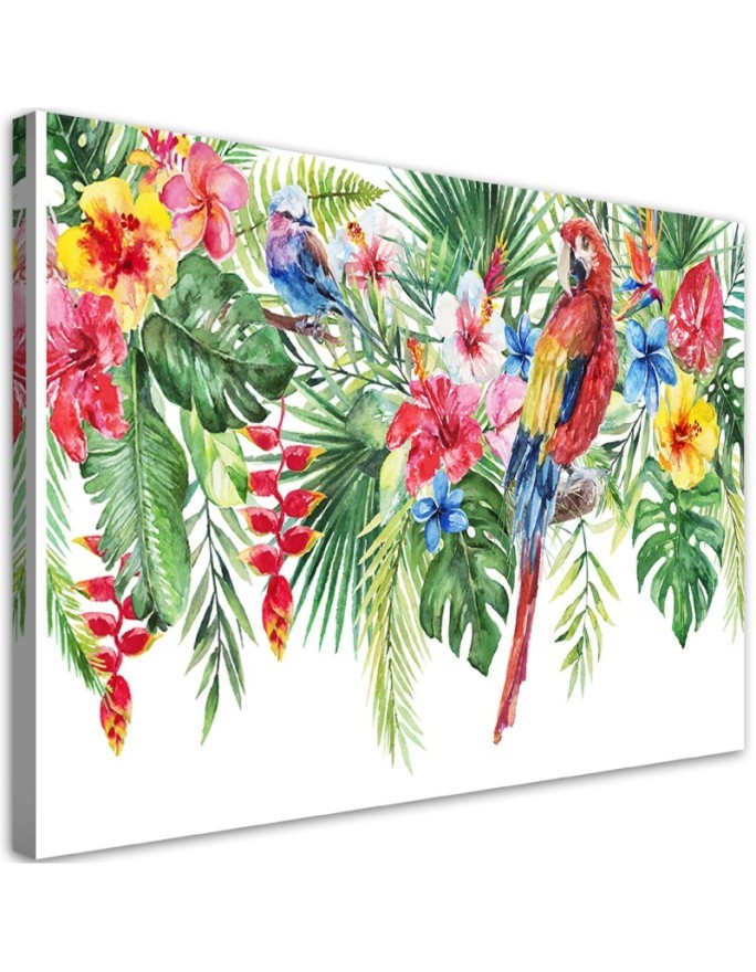 Leinwandbild - Blätter tropischer Papageienblüten | Feeby