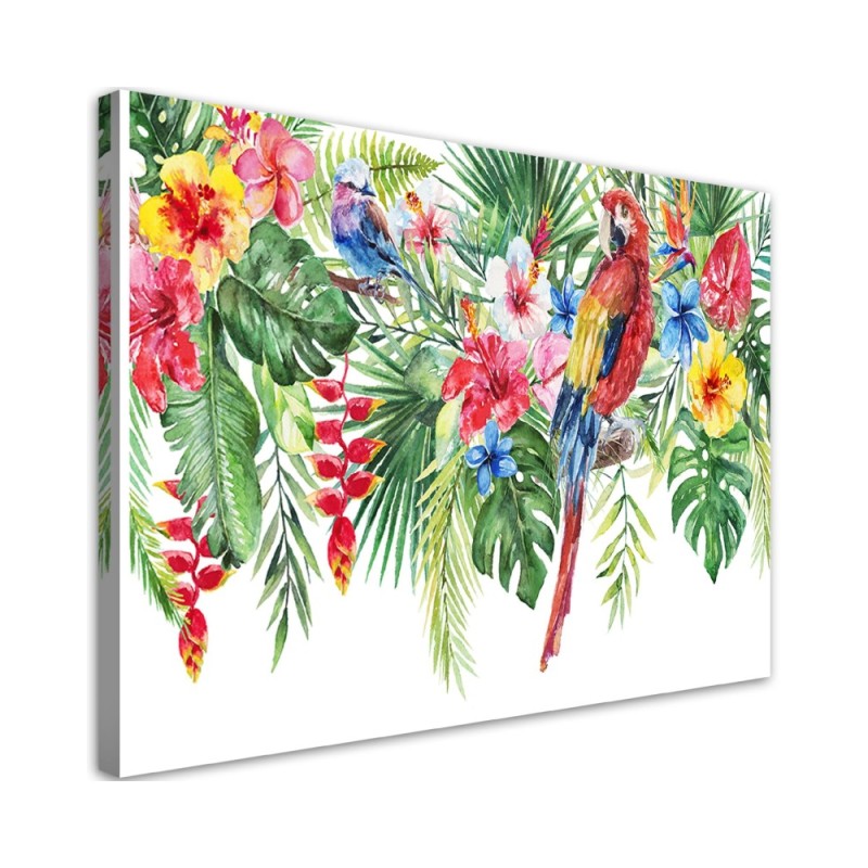 Leinwandbild - Blätter tropischer Papageienblüten | Feeby