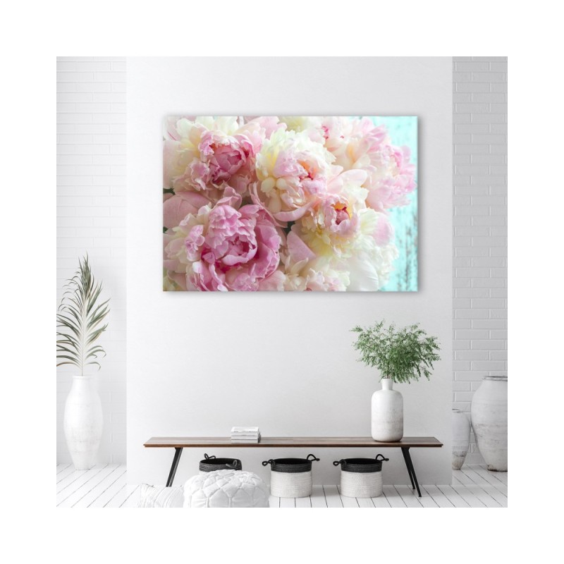 Modernes Wandbild - Rosa Pfingstrosenblumen | Feeby