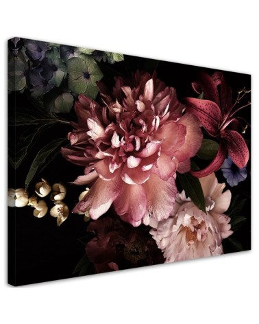 Canvas prints for bedroom - Bouquet of flowers on a dark background | FEEBY