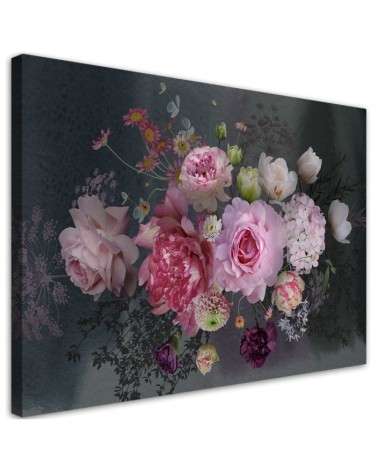 Canvas prints for living room wall - Vintage flower bouquet | FEEBY