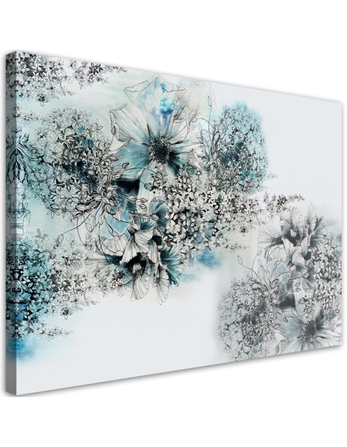 Bild auf Leinwand - Blaue Blüten Abstraktion | Feeby