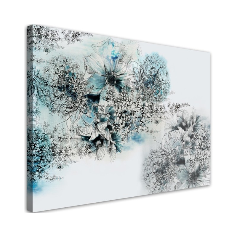 Bild auf Leinwand - Blaue Blüten Abstraktion | Feeby