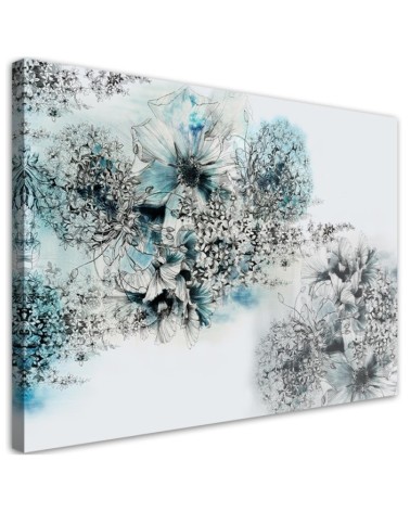 Pictures wall art for living room for wall - Blue flowers abstract | FEEBY