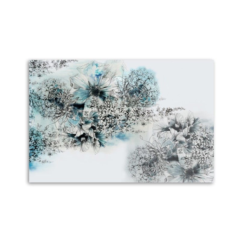 Bild auf Leinwand - Blaue Blüten Abstraktion | Feeby