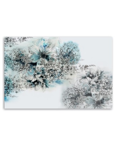 Bild auf Leinwand - Blaue Blüten Abstraktion | Feeby