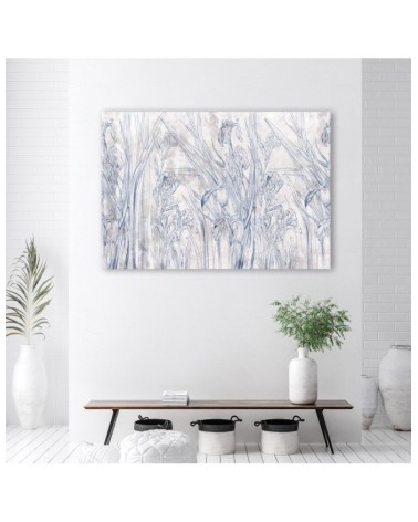 Dekoratives Leinwandbild - Iris Blumenkonturen Blau | Feeby