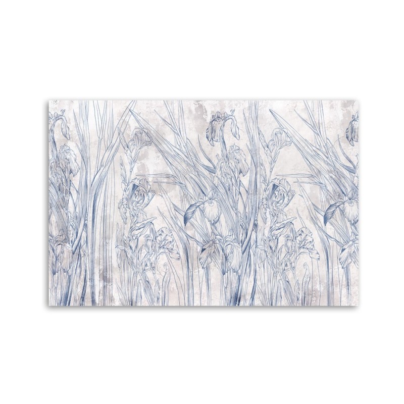 Dekoratives Leinwandbild - Iris Blumenkonturen Blau | Feeby