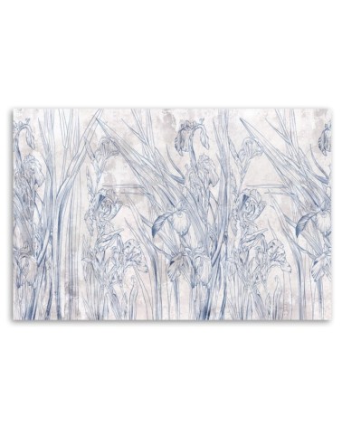 Dekoratives Leinwandbild - Iris Blumenkonturen Blau | Feeby