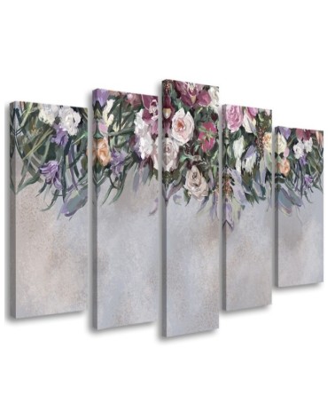 Drooping flowers - Pentaptic canvas painting | FEEBY