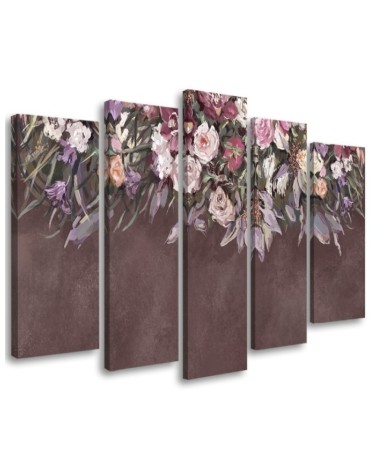 Overgrown flowers - Pentaptic canvas painting | FEEBY