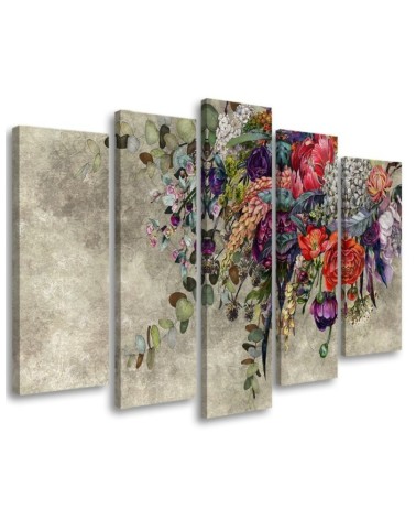 Bouquet of flowers - 5-part wall art painting for living room | FEEBY