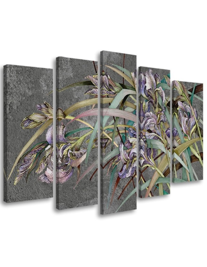 Leinwandbild modern - Iris Blumen im Wind | Feeby