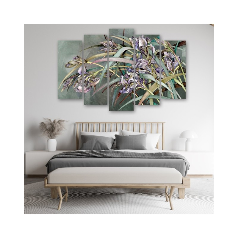 Bild auf Leinwand - Iris Blumen im Wind | Feeby
